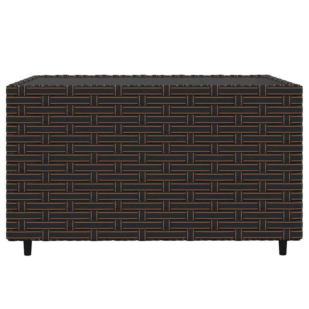 LOUNGEGARNITUR mit Cremeweiß Auflagen und 50 cm Couchtisch, aus Poly Rattan und Glas, Braun, 4-teiliges Set - Braun, Kunststoff - vidaXL