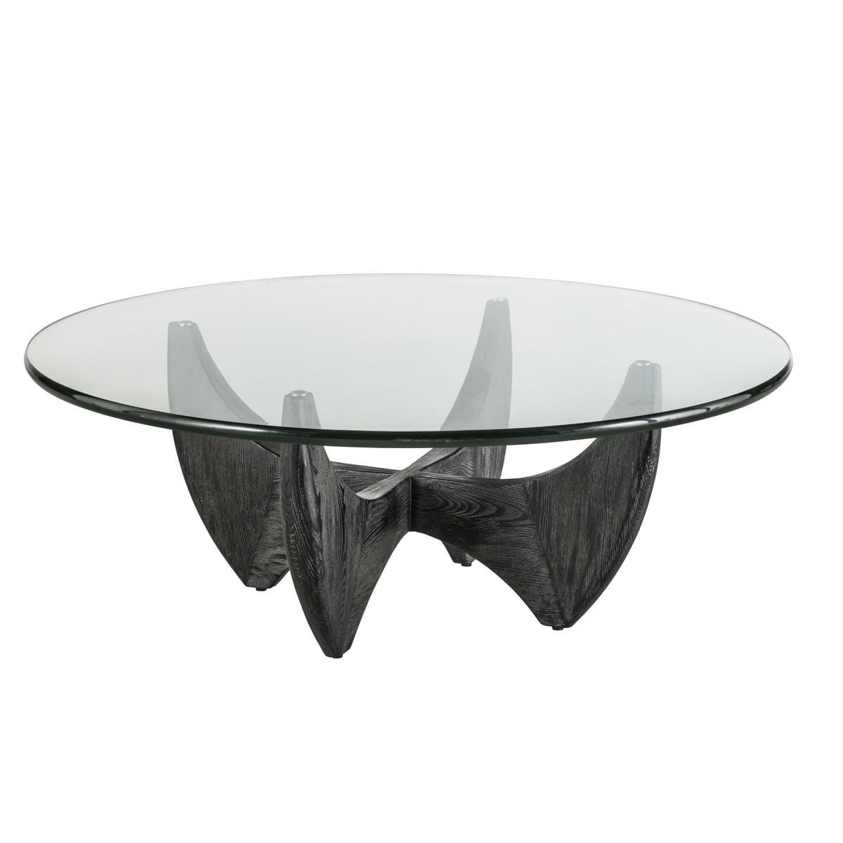 RUNDER Couchtisch aus massivem Eichenholz Ø100 cm – HARPER - Schwarz, Holz (110/100/35cm) - Signature