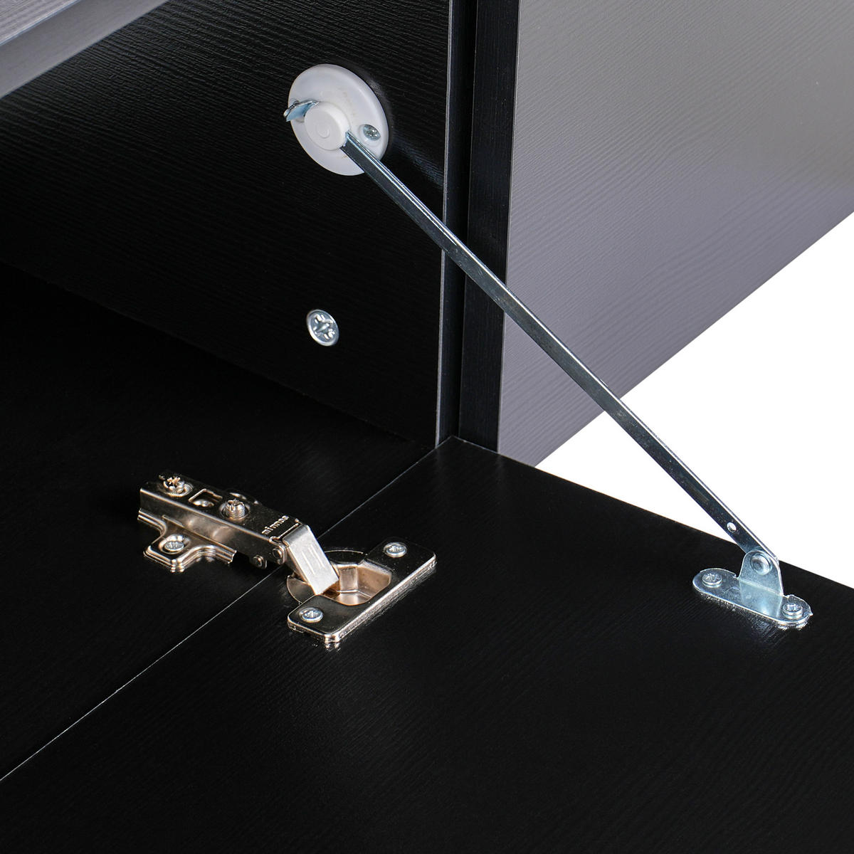 WANDMONTIERTER-TV-SCHRANK Schwarz Gladstone - Schwarz, Holzwerkstoff (180/30/32cm) - Beliani