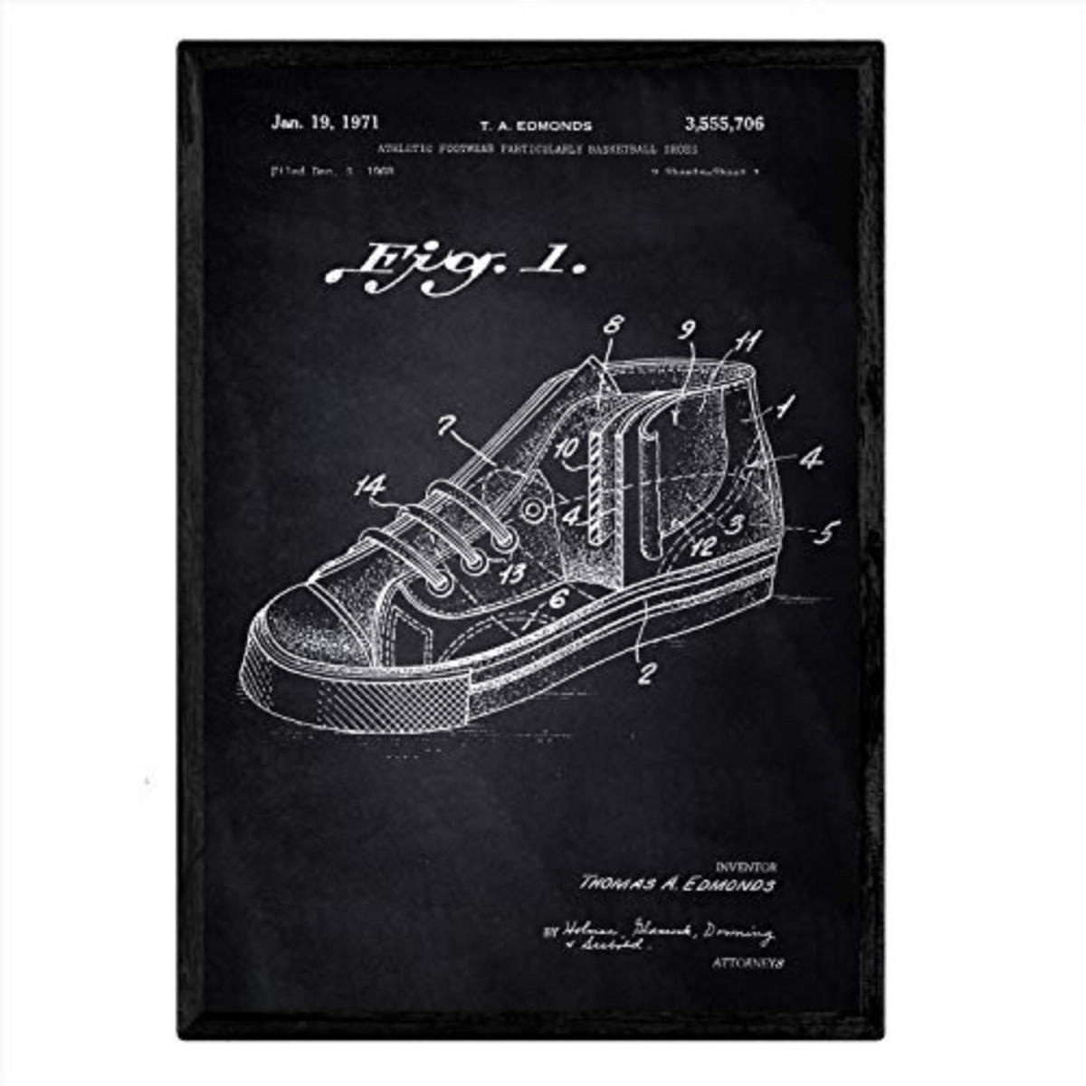 POSTER Basketball-Sneaker Patent 2 A3 Rahmenlos - Klar, Papier (29.7/5/42cm) - Nacnic