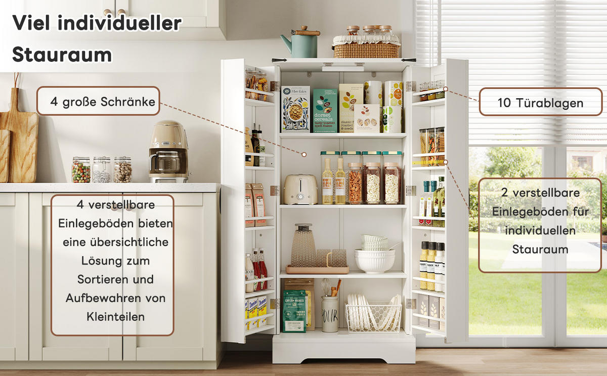 BUFFETSCHRANK Weiß 60/35/129 cm - Weiß, Holz (60/129/35cm) - PANGIVO