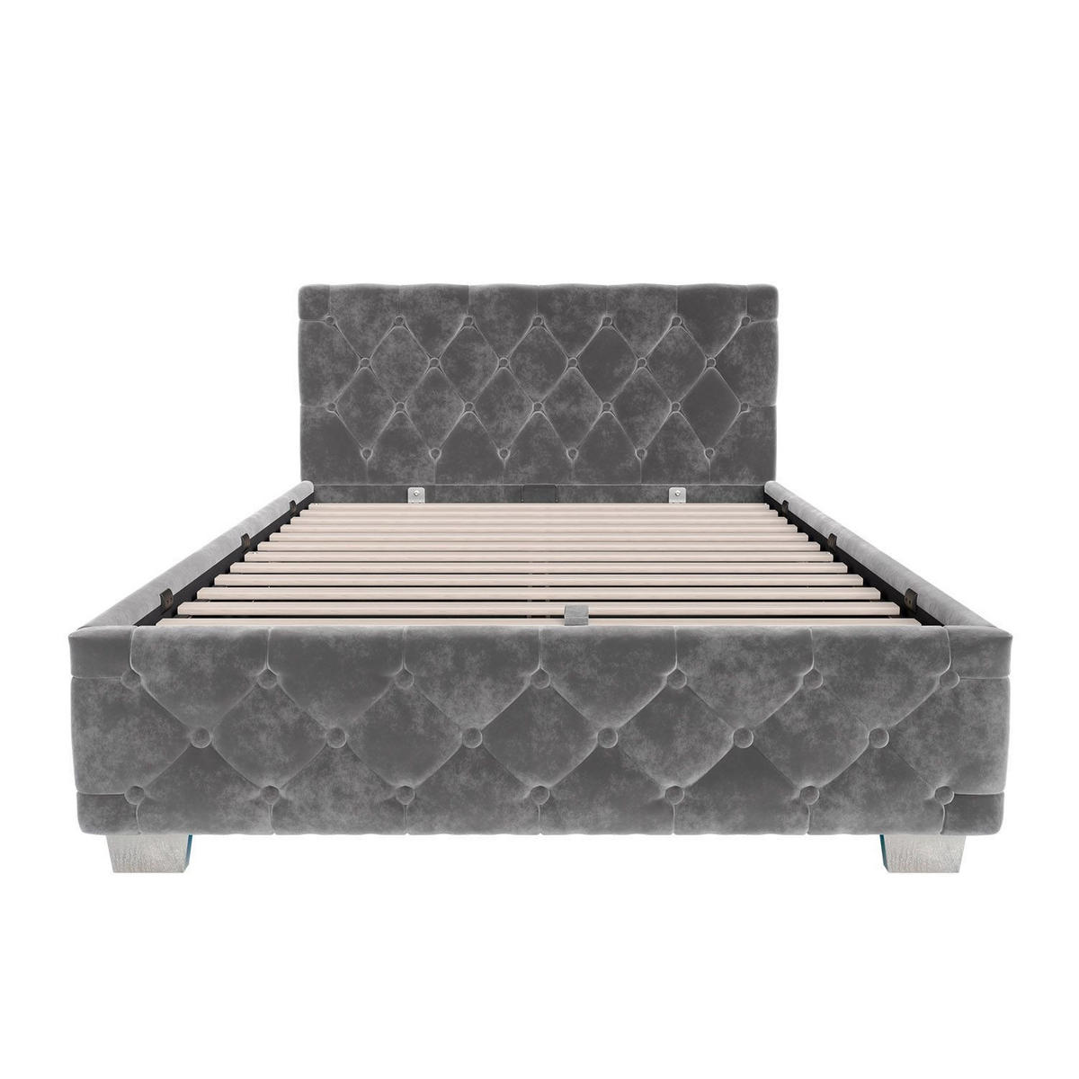 POLSTERBETT Nizza Dunkelgrau 120x200 cm mit Matratze - Dunkelgrau, Holz (120/200cm) - Juskys