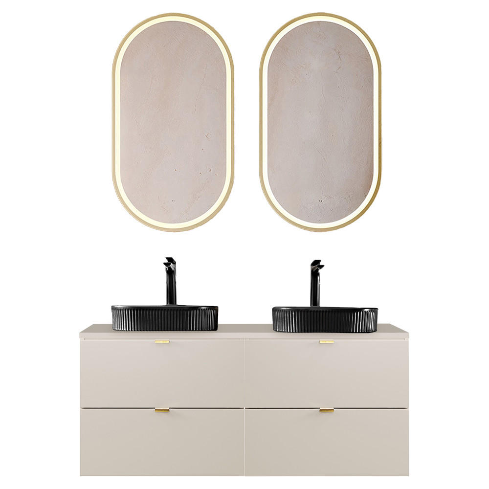 BADMÖBEL-SET 3-TLG. Durango-56 - Beige, Holzwerkstoff (121/200/47cm) - Lomado