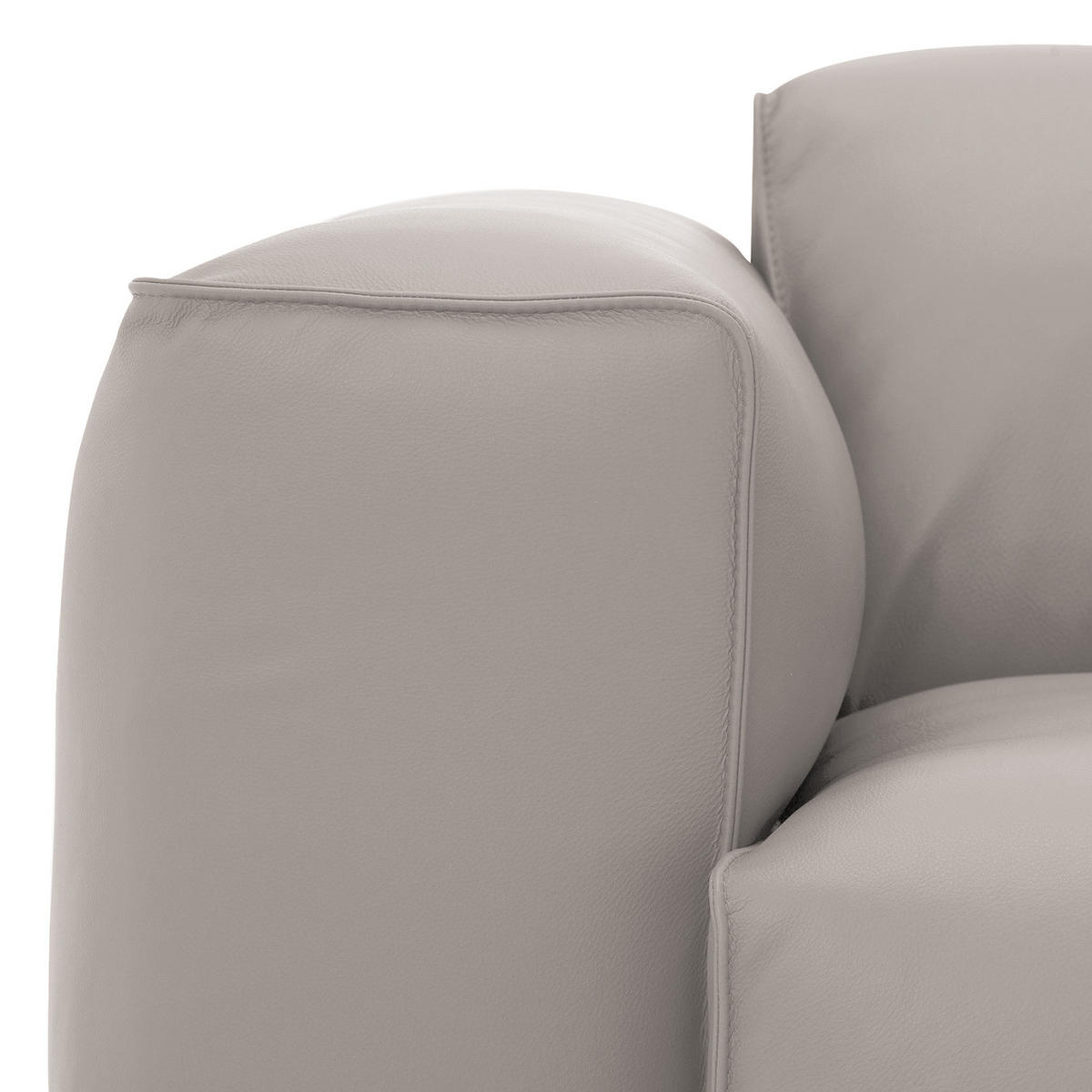 ECKSOFA mit Chaiselongue - Hellgrau/Schwarz, Leder/Kunststoff (290/173cm) - home24