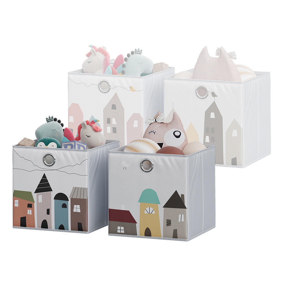 FALTBOX Grau (Stadt) 30 x 30 cm (Motiv Stadt) - Braun/Grau, Wellpappe (30/30cm) - Vicco