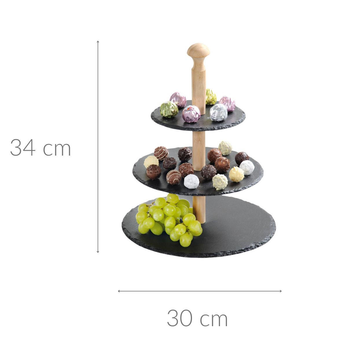 ETAGERE 3 Ebenen Anthrazitfarben 30/30/34 cm - Anthrazit, Stein (30/34cm) - Kesper