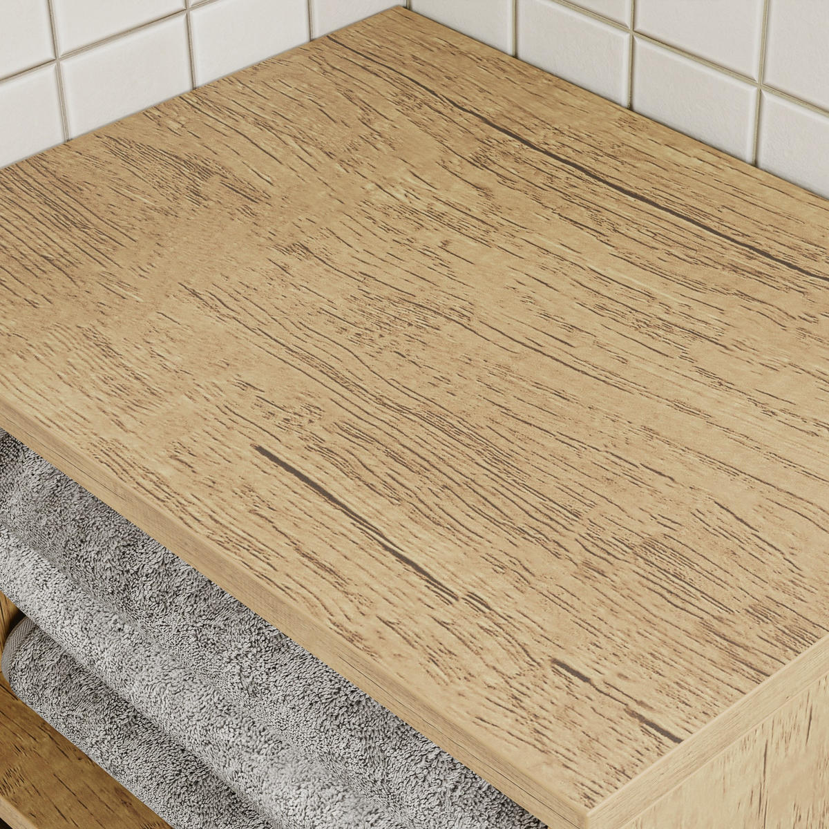 WÄSCHESCHRANK mit Klapptür und integriertem Wäschekorb BZR236-E-N - Hellbraun/Ahornfarben, Holzwerkstoff/Fell (30/90/40cm) - SoBuy