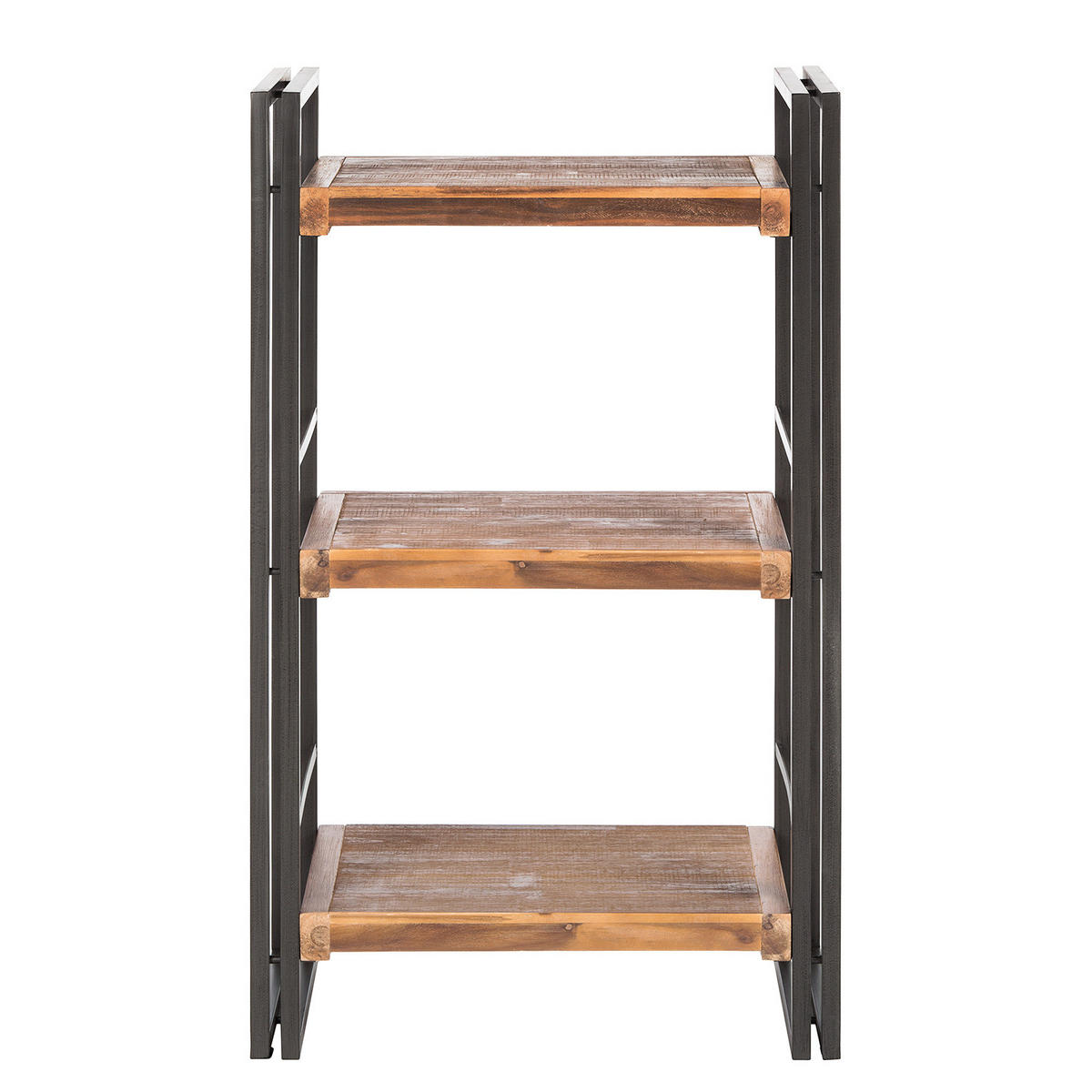 REGAL - 2 Fächer, Akazie massiv / Metall - Akaziefarben, Holz (60/100/35cm) - home24