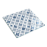 GLASPLATTE 60x52 cm Blumenmuster - Blau, Glas (60/0.4/52cm) - TULUP