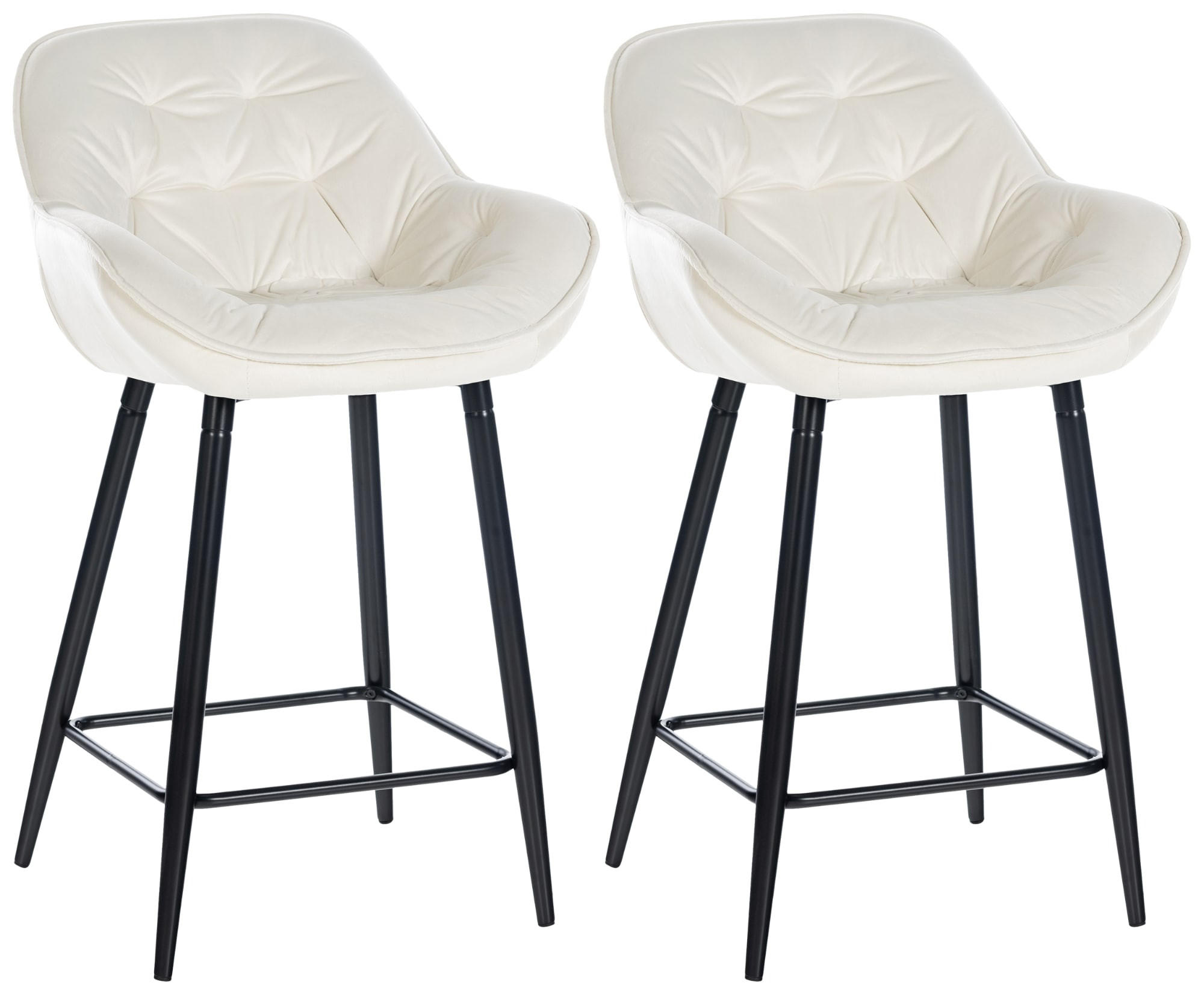 BARHOCKER 2er Set Samt creme - Creme/Schwarz, Textil/Metall (54/93.5/57.5cm) - CLP