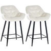 BARHOCKER 2er Set Samt creme - Creme/Schwarz, Textil/Metall (54/93.5/57.5cm) - CLP