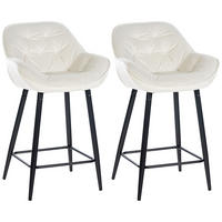 BARHOCKER 2er Set Samt creme - Creme/Schwarz, Textil/Metall (54/93.5/57.5cm) - CLP