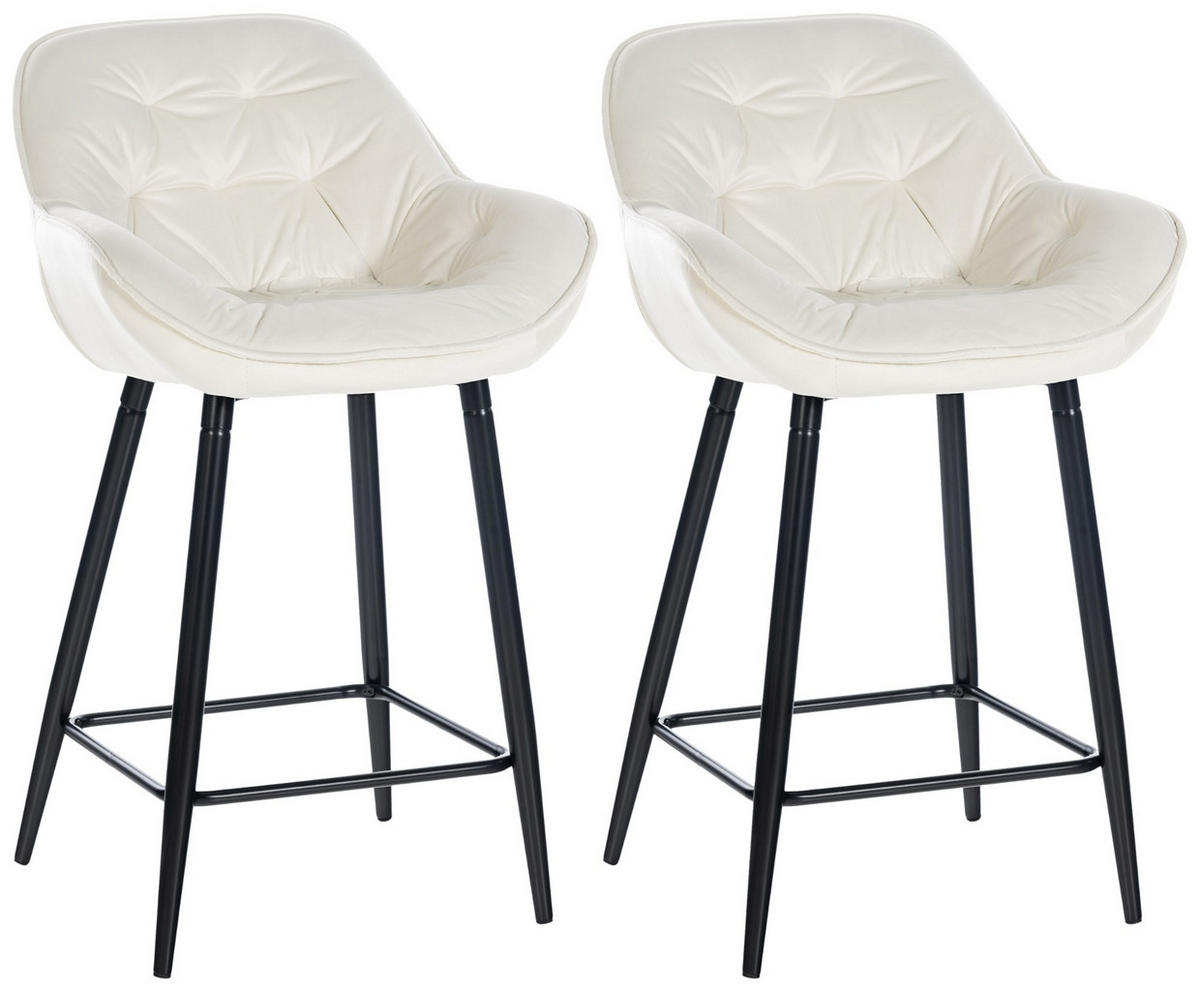 BARHOCKER 2er Set Samt creme - Creme/Schwarz, Textil/Metall (54/93.5/57.5cm) - CLP
