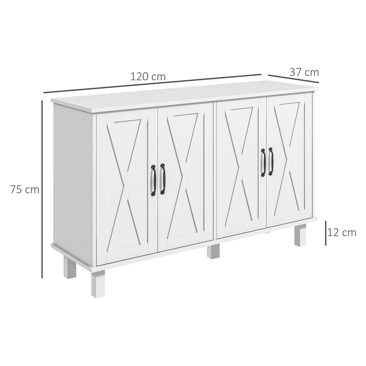 SIDEBOARD Weiß, 4 Türen, 120/37/75 cm - Weiß, Holz (120/75/37cm) - PANGIVO