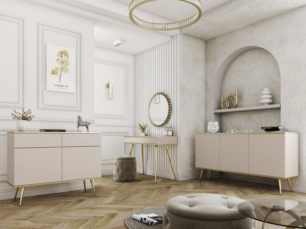 KOMMODE – KSZ107 – 107 cm – Oro System – Beige - Beige, Holzwerkstoff (107/85/39cm) - hi-markt