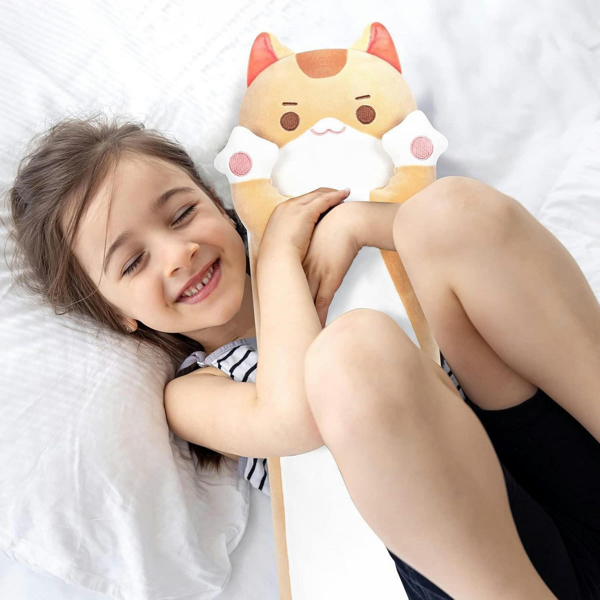 PLÜSCHKISSEN Katze orange, 110 cm als Kuschelkissen und Schlafbegleiter - Orange, Textil (20/110cm)