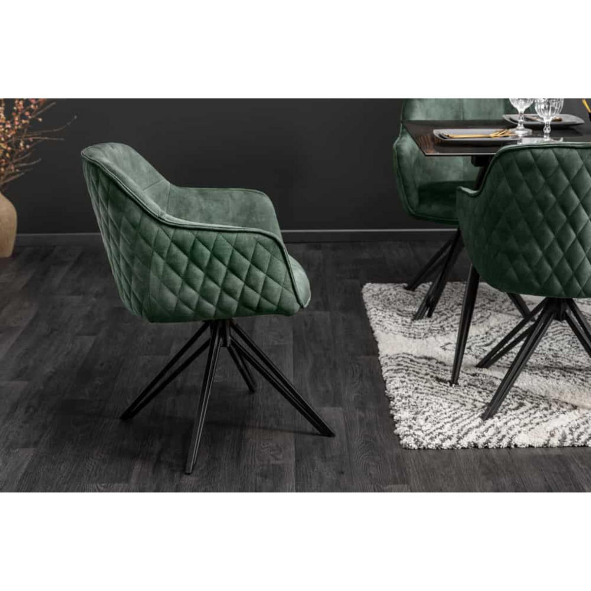 ARMLEHNSTUHL EUPHORIA Samt Dunkelgrün, Schwarz - Dunkelgrün/Schwarz, Textil/Metall (58/82/60cm) - riess-ambiente