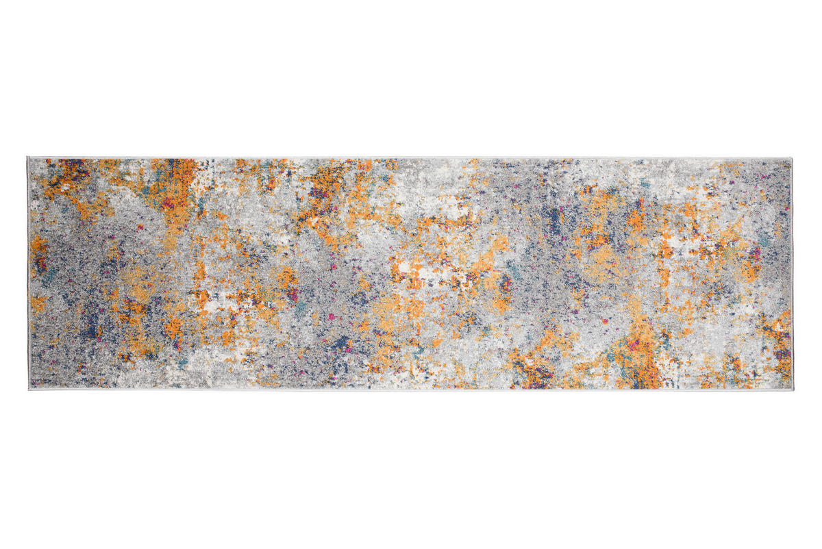 TEPPICHLÄUFER LAZUR Weiß Dunkelblau 100/1100 cm - Multicolor, Textil (100/1100cm) - Tapiso