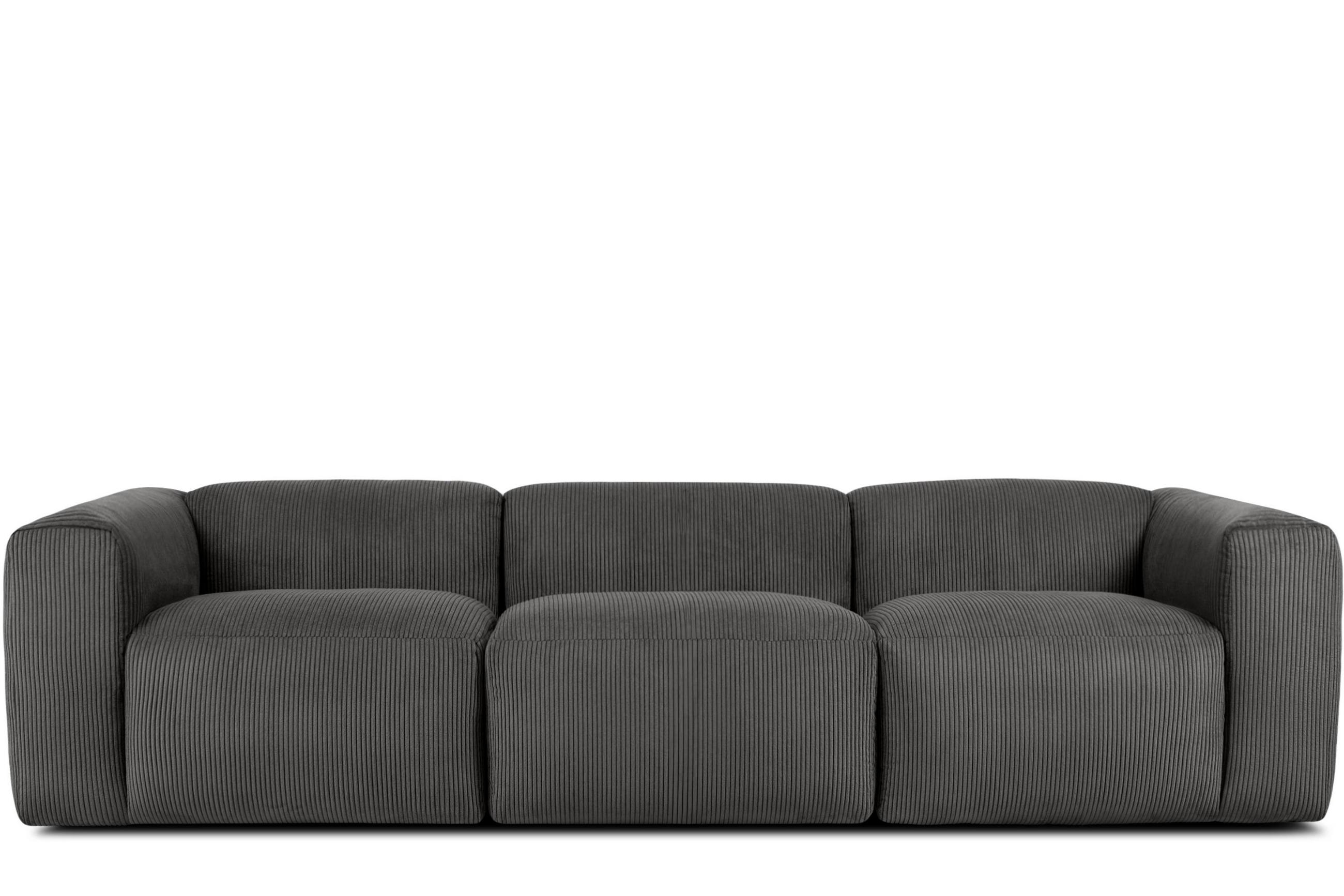3-SITZER-MODULSOFA BUFFO mit extrem weicher und bequemer Sitzfläche, Kordstoff, grau - Grau, Textil (290/73/96cm) - KONSIMO®