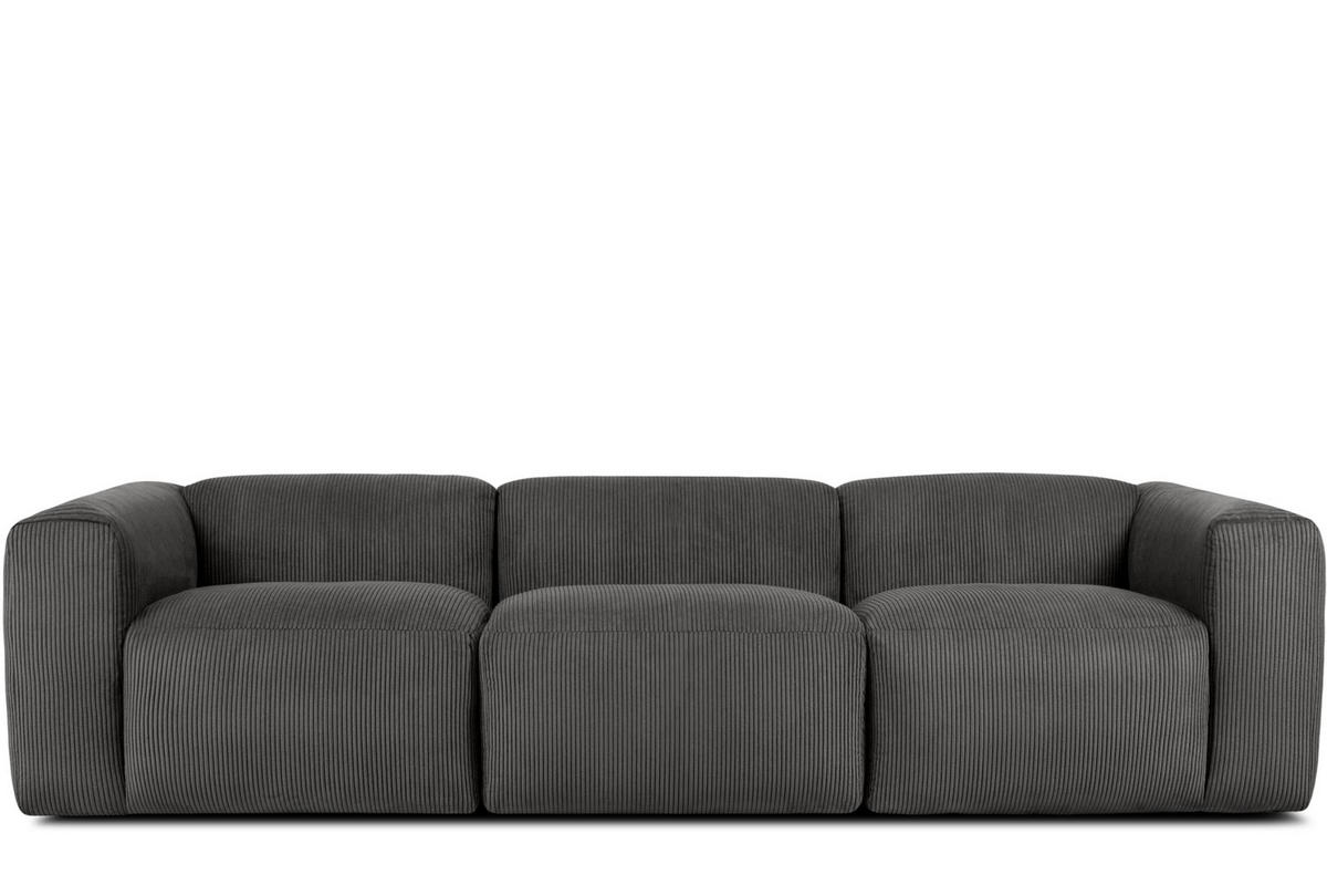 3-SITZER-MODULSOFA BUFFO mit extrem weicher und bequemer Sitzfläche, Kordstoff, grau - Grau, Textil (290/73/96cm) - KONSIMO®