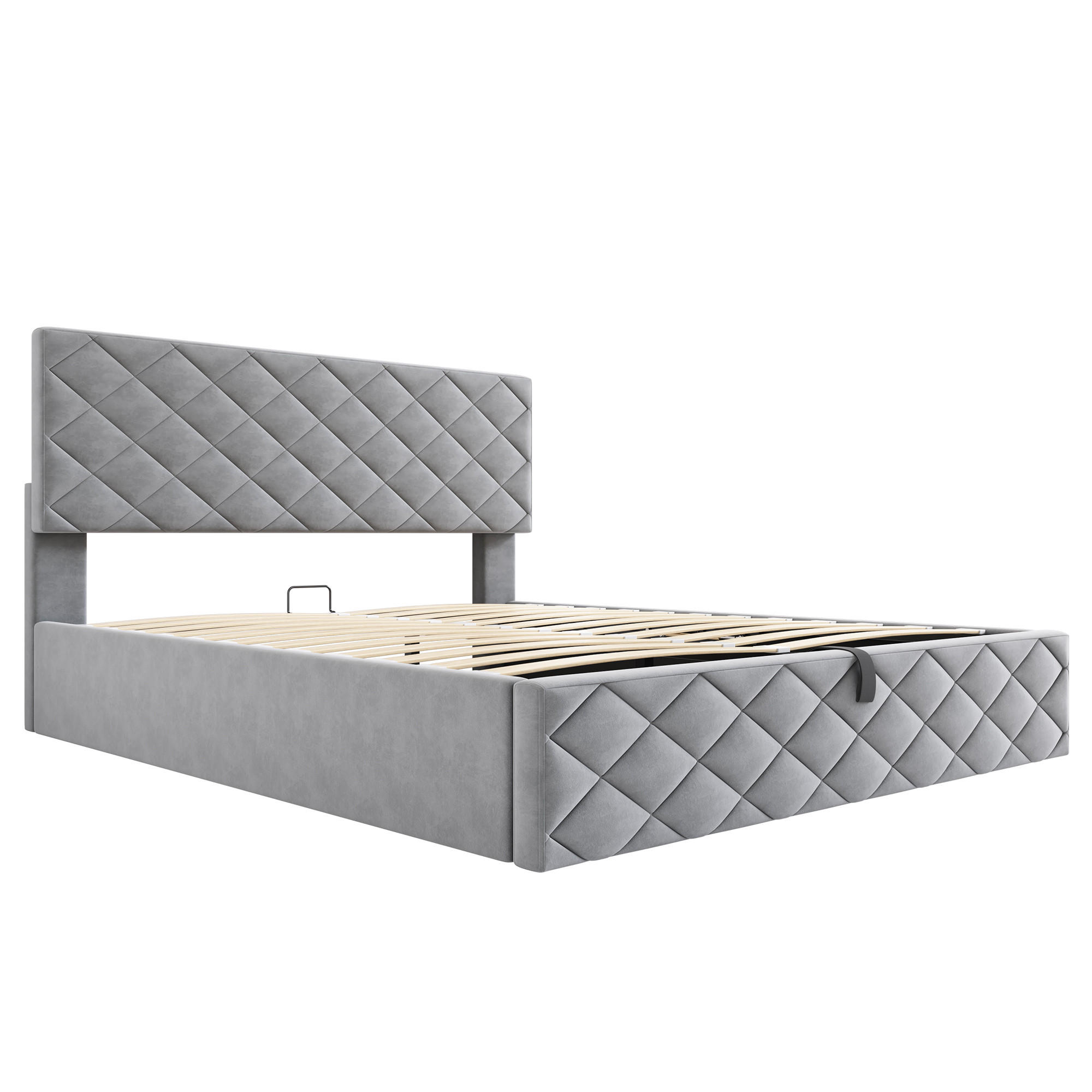 STAURAUMBETT 140/200 cm DE-00515, in Grau, hydraulischem Lattenrost und Stauraum - Grau, Metall (140/200cm) - ComfortXL