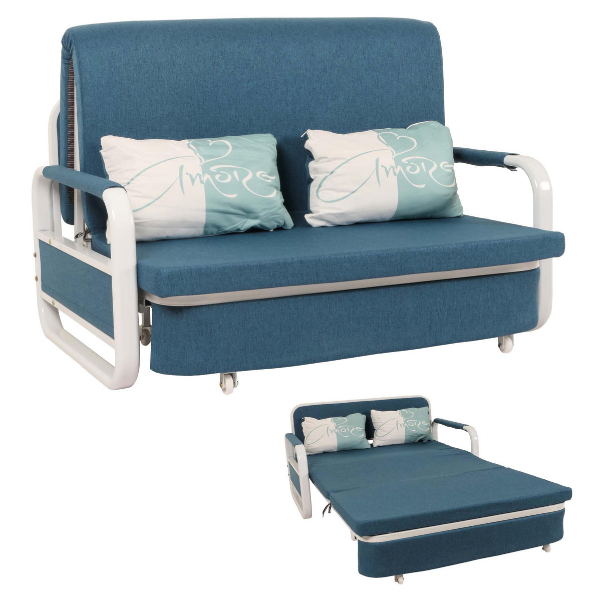 SCHLAFSOFA Blau - Blau, Textil (130/71/185cm) - MCW