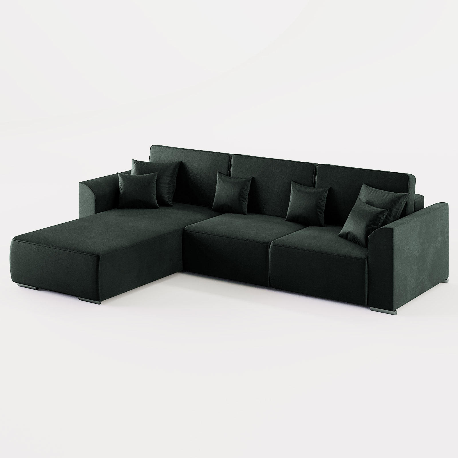 ECKSOFA LUMO L Links Dunkelgrau Velours-Stoff mit Schlaffunktion und Bettkasten - Dunkelgrau, Textil (293/195cm) - Barchello