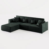 ECKSOFA LUMO L Links Dunkelgrau Velours-Stoff mit Schlaffunktion und Bettkasten - Dunkelgrau, Textil (293/195cm) - Barchello