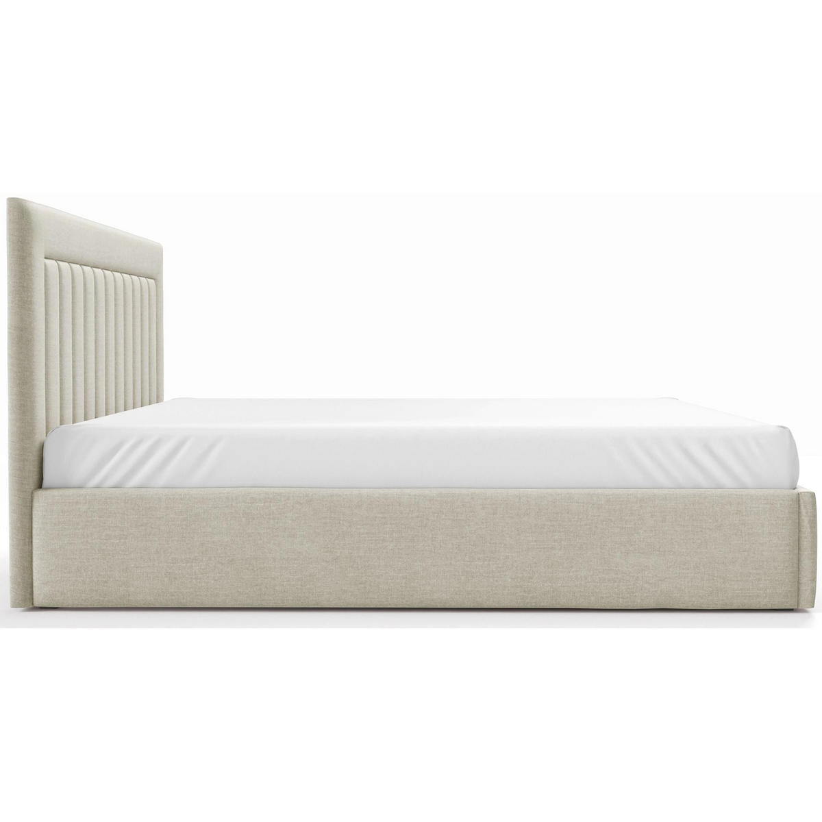 POLSTERBETT AVERIN Hellbeige Samtbezug 140x200 - Ecru, Textil (140/200cm) - Selsey