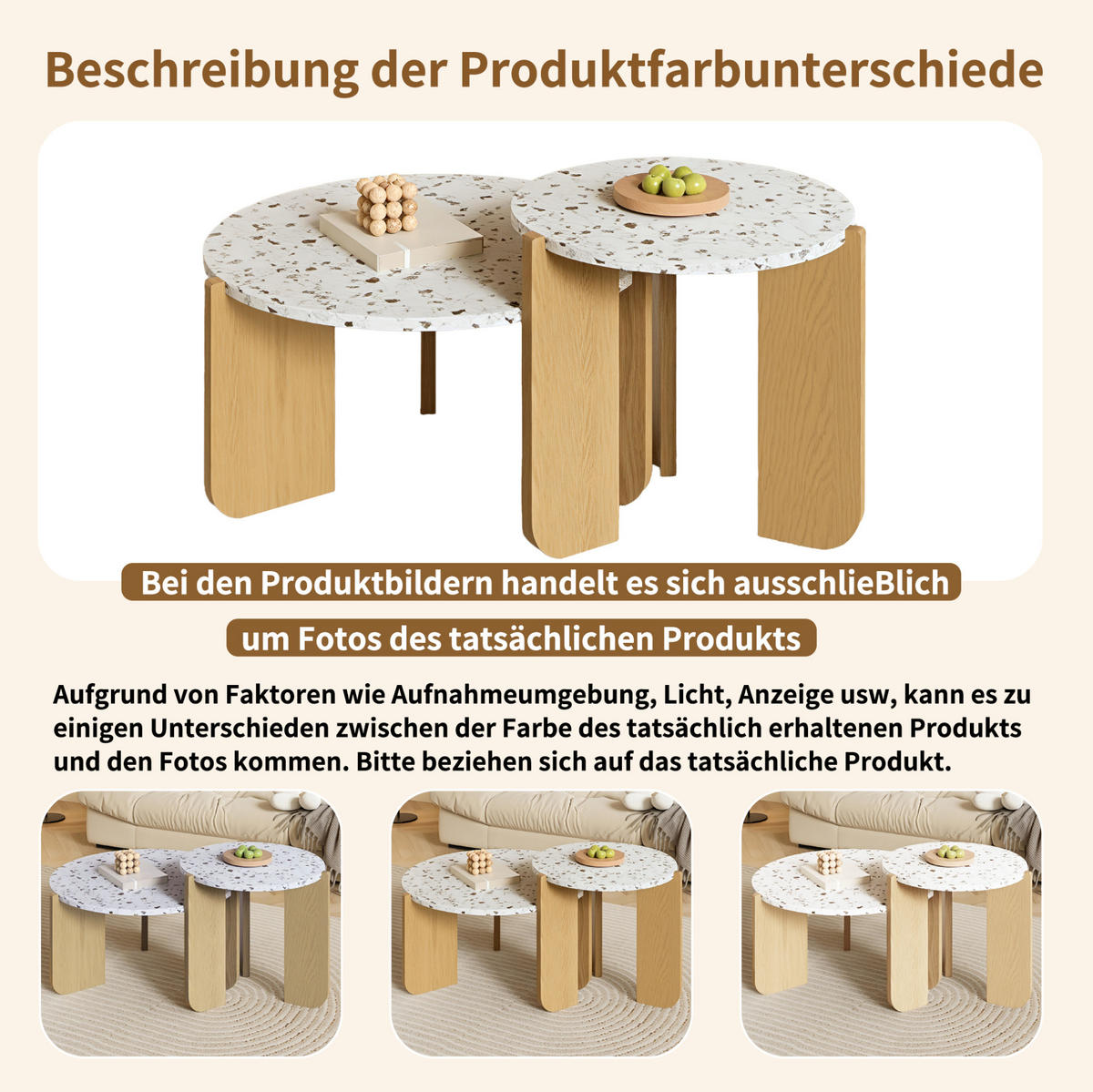 COUCHTISCH 70/70/35 cm aus MDF in Natur mit Nesting-Design - Weiß, Holzwerkstoff (70/70/35cm) - OKMYHOME