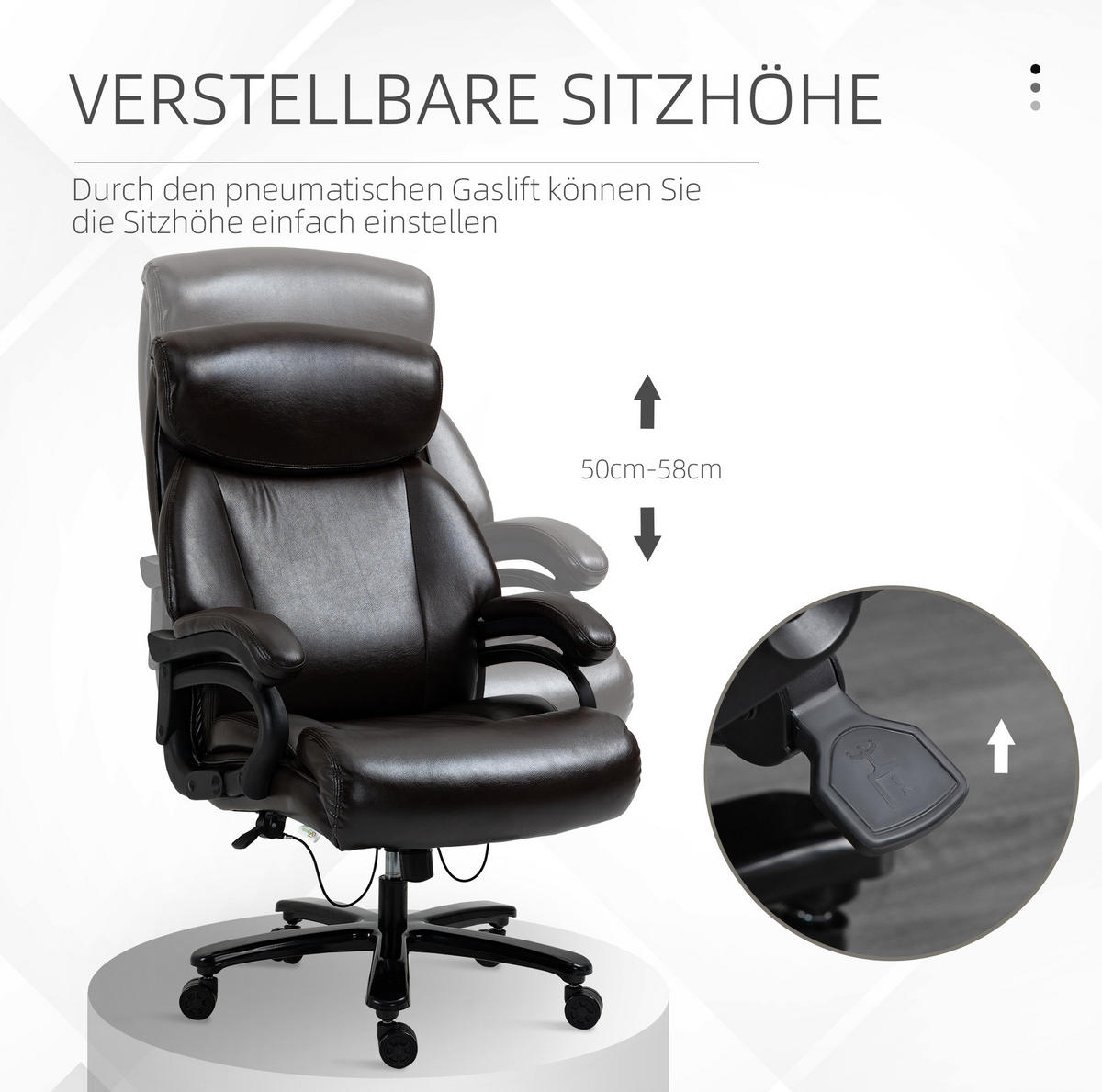 DREHSTUHL 83/72/114-122 cm braun mit Schaumstoffpolsterung höhenverstellbar - Braun, Kunststoff (83/122/72cm) - OKWISH