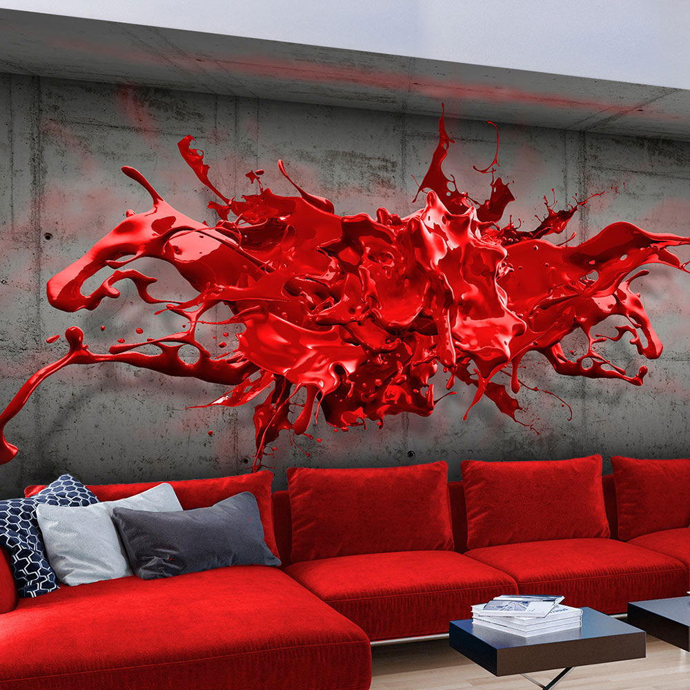 VLIESTAPETE Rot 250/175 cm - Rot/Schwarz, Textil (250/1cm) - KUNSTLOFT