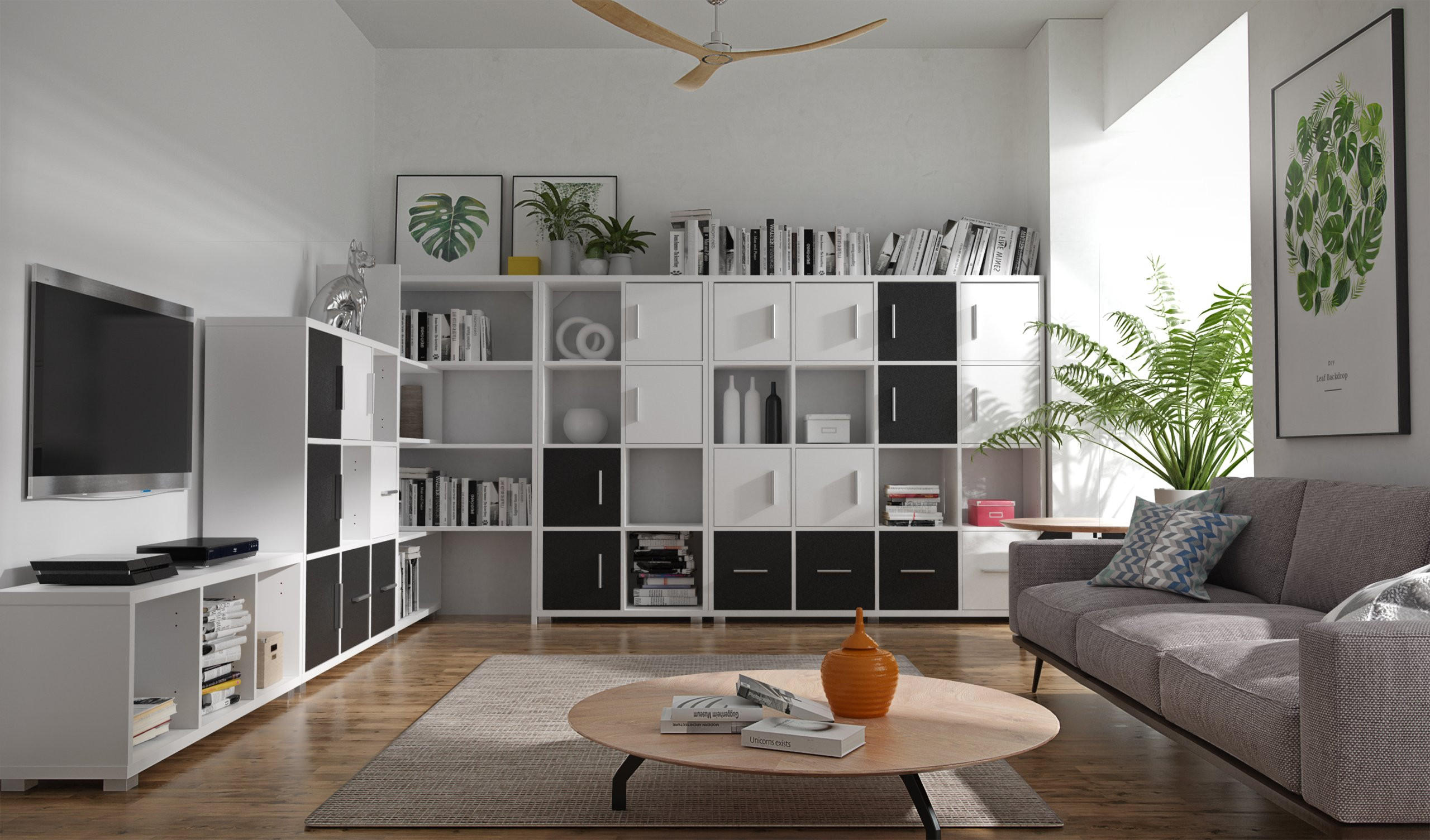 REGALFRONT MODUS Schwarz 34,6/1,6/34,6 cm - Schwarz, Holzwerkstoff (34.6/34.6/1.6cm) - Matkam Möbel