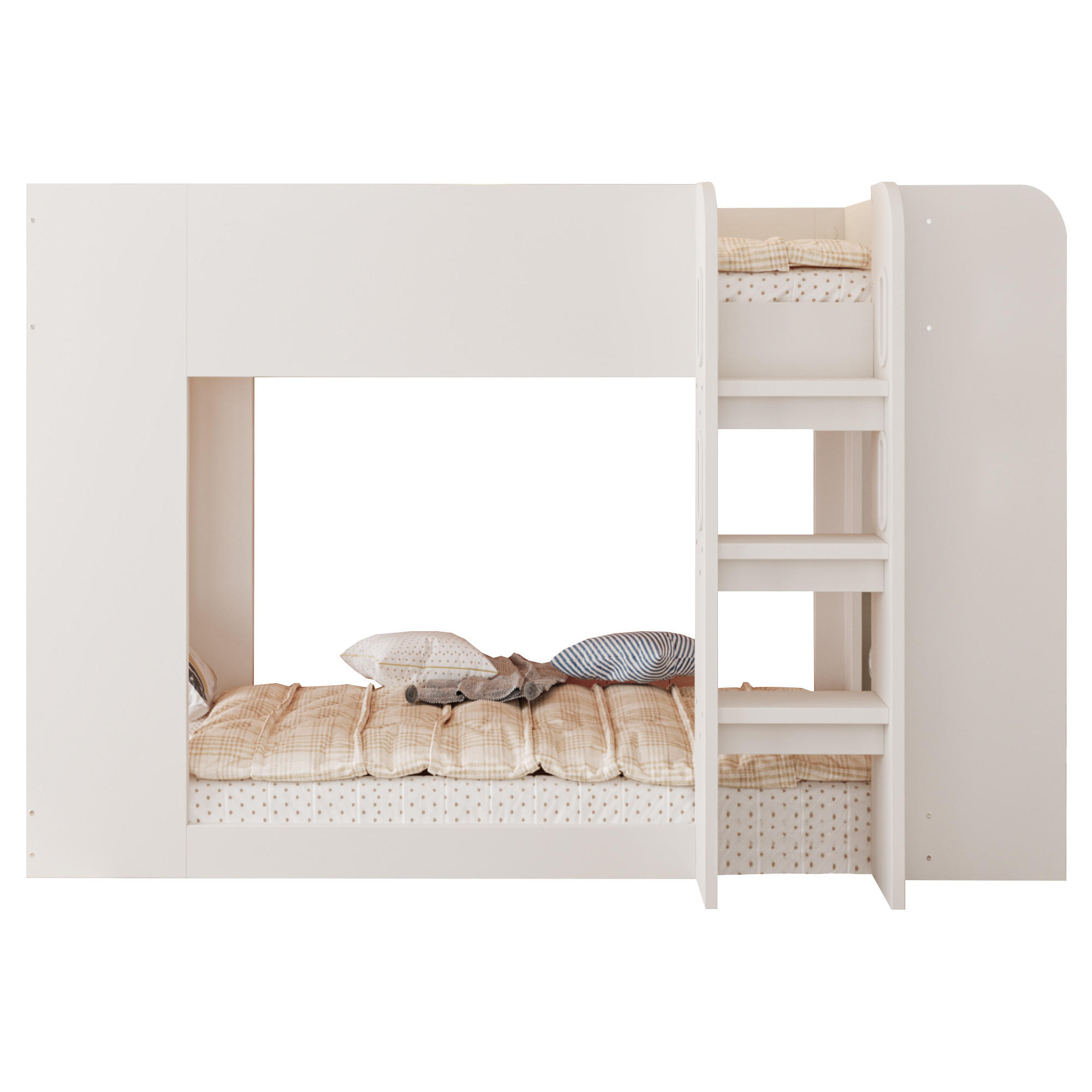 KINDER-ETAGENBETT 90*200cm mit Schutzgitter und Leiter, Weiß - Weiß, Holzwerkstoff (90/200cm) - FLIEKS