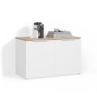 KOMMODE Piave Weiß/Sonoma mit 2 Türen - Weiß/Sonoma Eiche, Holzwerkstoff (80/50/40cm) - Livinity®