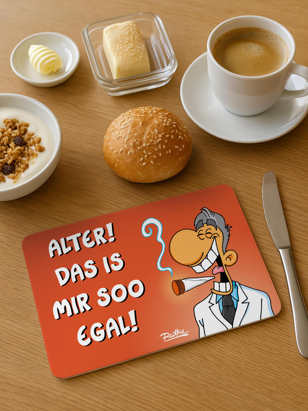 BRETTCHEN Ralph Ruthe Ater! Das ist mir soo egal! Rot 14,5 x 23,5 cm - Multicolor, Kunststoff (14.5/23.5cm) - United Labels