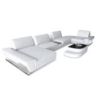 WOHNLANDSCHAFT Bari U - Weiß, Leder (456/89/243cm) - Sofa Dreams