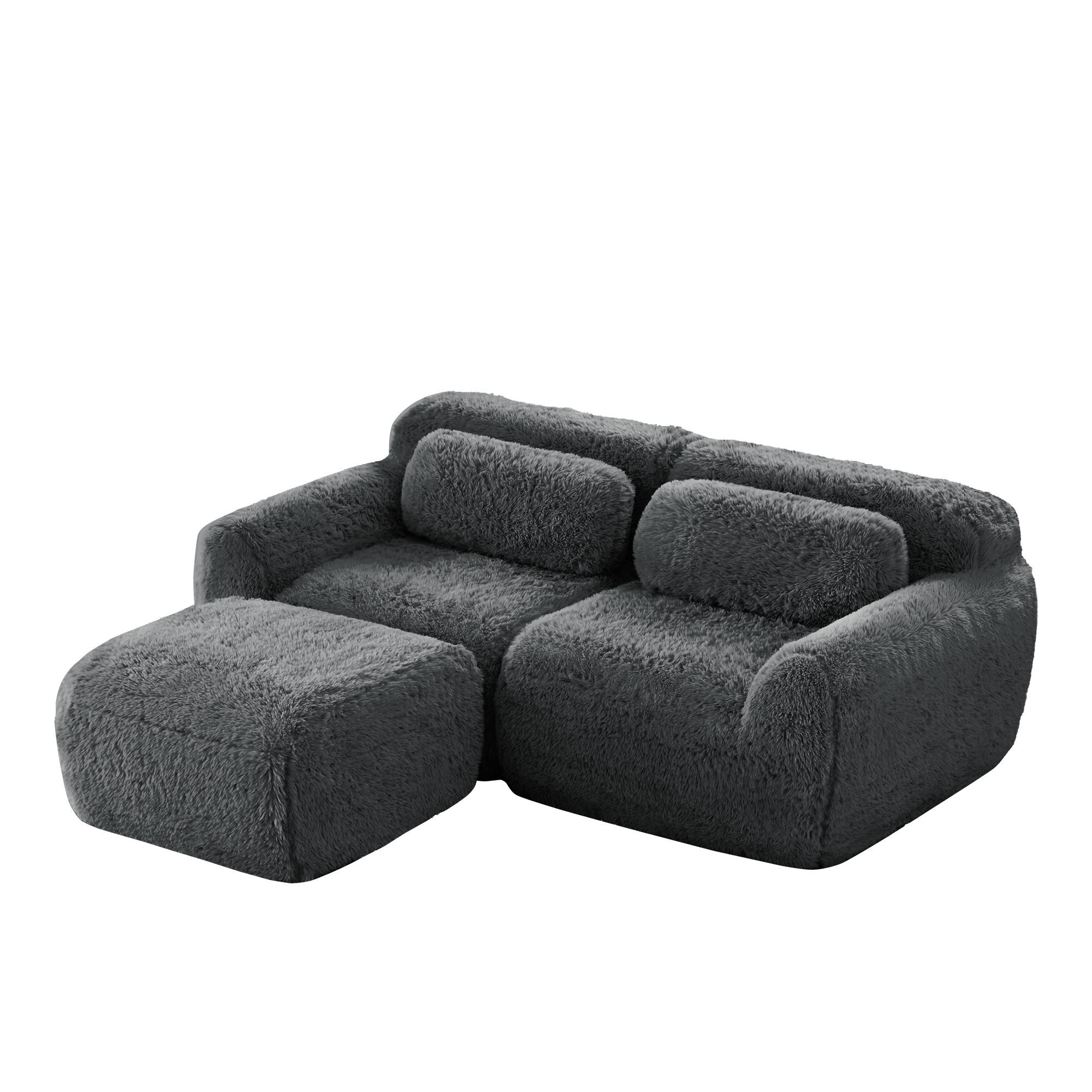 ECKSOFA plüsch grau modular & ohne montage - Grau, Textil (204/179cm) - Urban Meuble