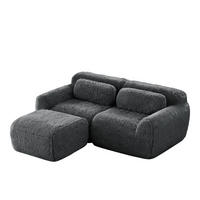 ECKSOFA plüsch grau modular & ohne montage - Grau, Textil (204/179cm) - Urban Meuble