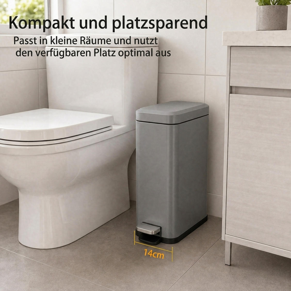 MÜLLEIMER Grau 29.2/14.0/32.0 cm - Grau, Metall (14/32/29.2cm) - HOMCOM