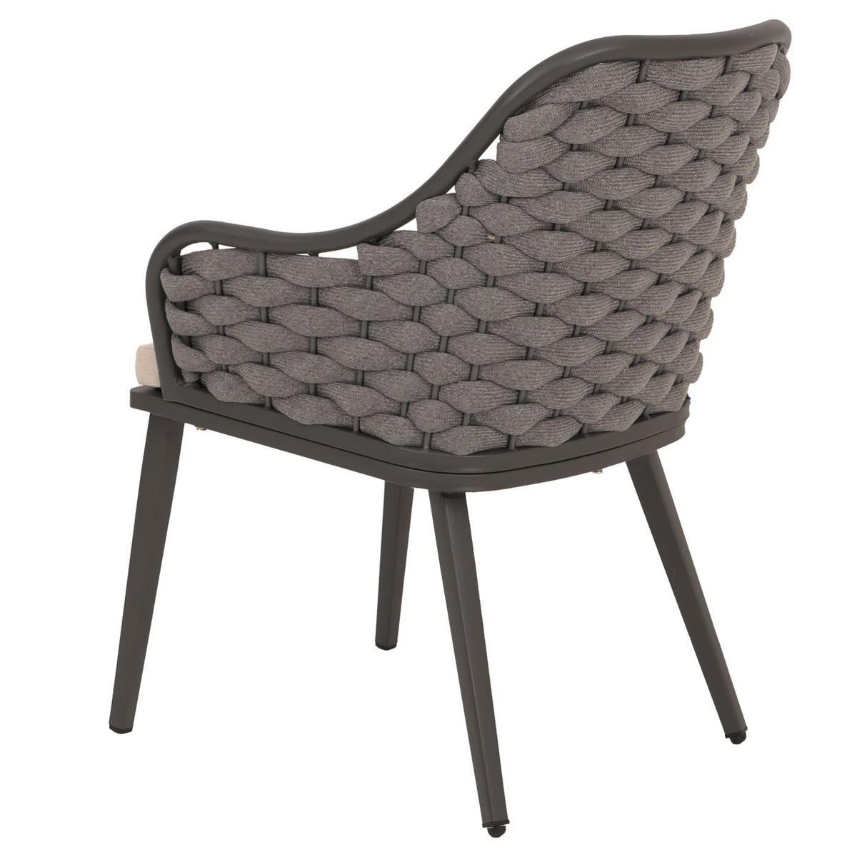 GARTENSTUHL 2er-Set aus Aluminium HxBxT 84x59x63cm Sitzhöhe 46cm Olefin (200 g/m²) Seilgeflecht Rope Anthrazit Kissen Taupe - Anthrazit, Metall (59/84/63cm) - PROREGAL