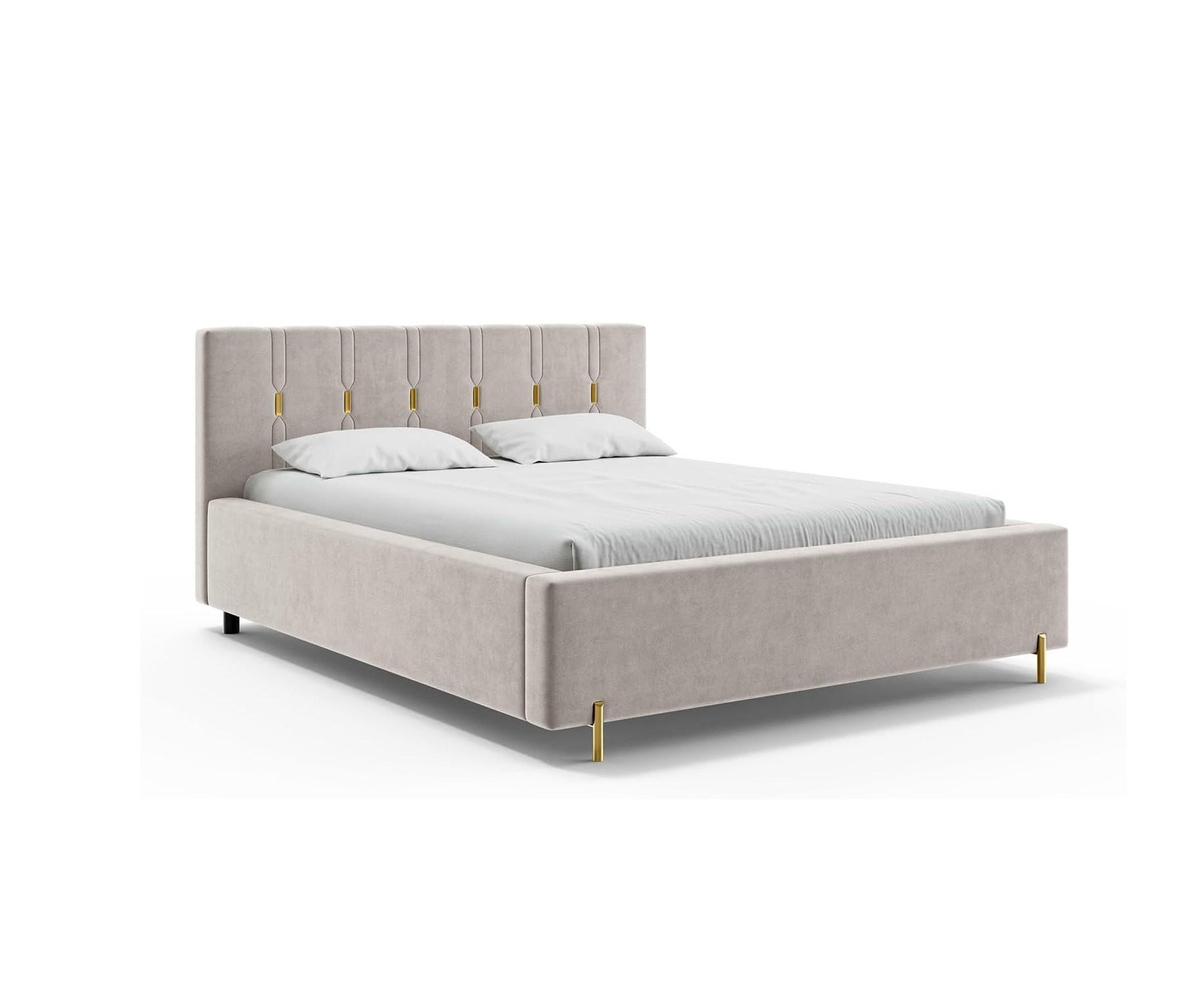BETT FABIO - Taupe/Goldfarben, Holzwerkstoff (120/200cm) - Meblini