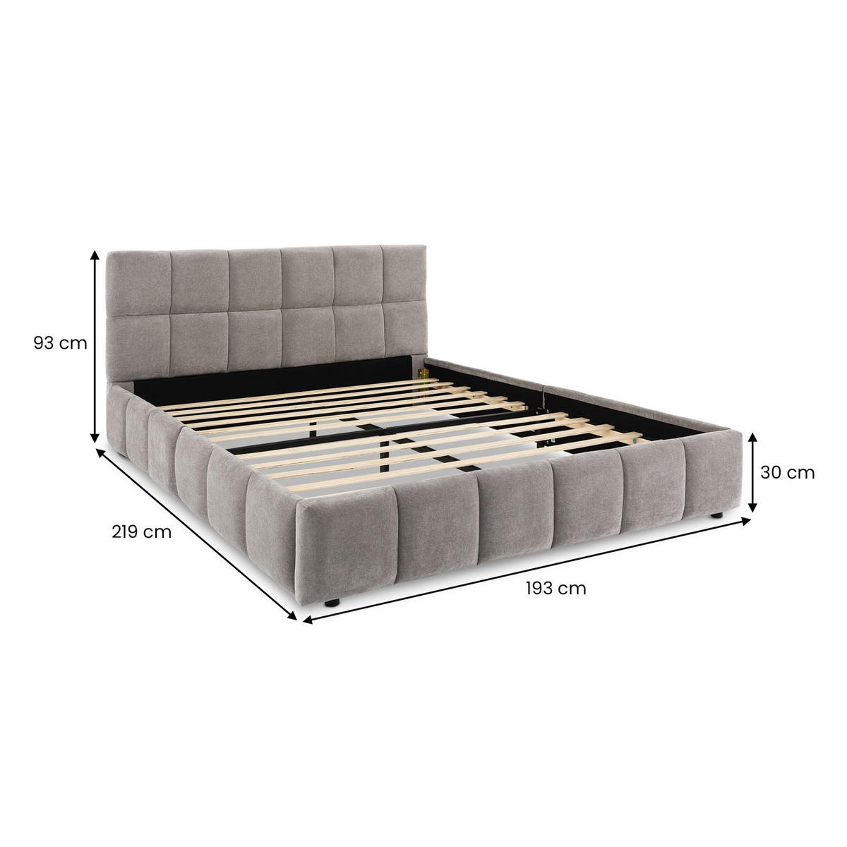 POLSTERBETT EMILIA 180x200 cm grau - Grau, Textil (180/200cm) - IDIMEX