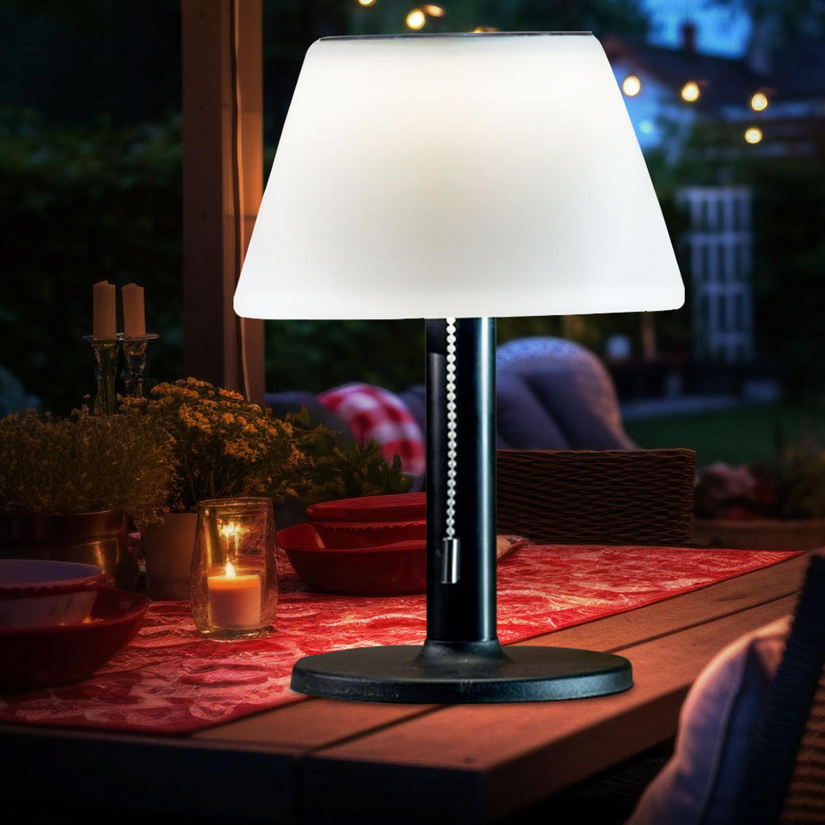 LED AUSSENLEUCHTE Solar Tischlampe Schwarz Weiß 2er Set - Schwarz, Metall (20/20/28cm)
