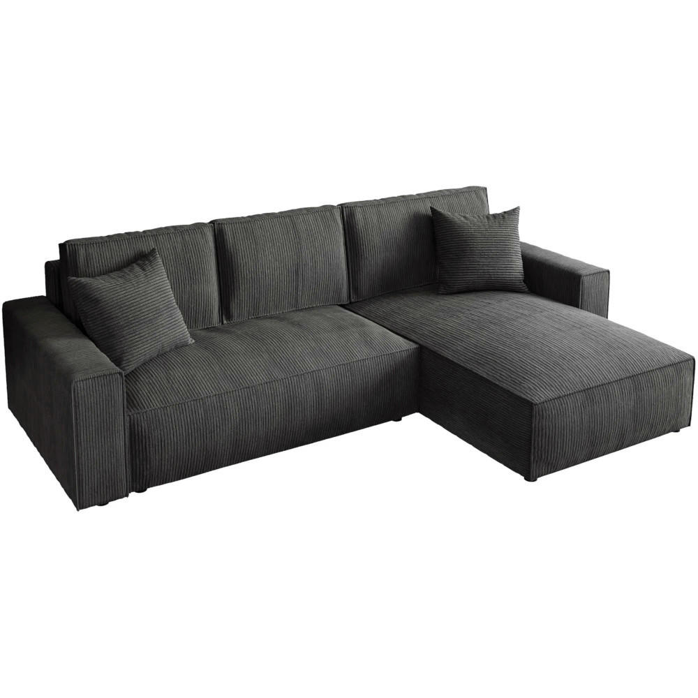 ECKSOFA Parys L Dunkelgrau - Dunkelgrau/Schwarz, Kunststoff/Textil (290/185cm) - Beautysofa