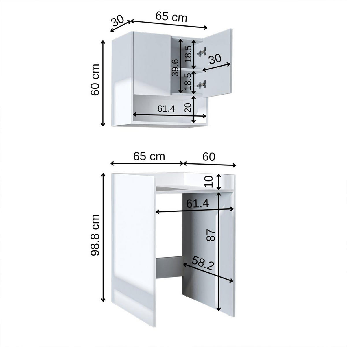 WASCHMASCHINENSCHRANK DERIN-I 65cm Breit, 189cm Hoch - Weiß, Holzwerkstoff (65/189/60cm)
