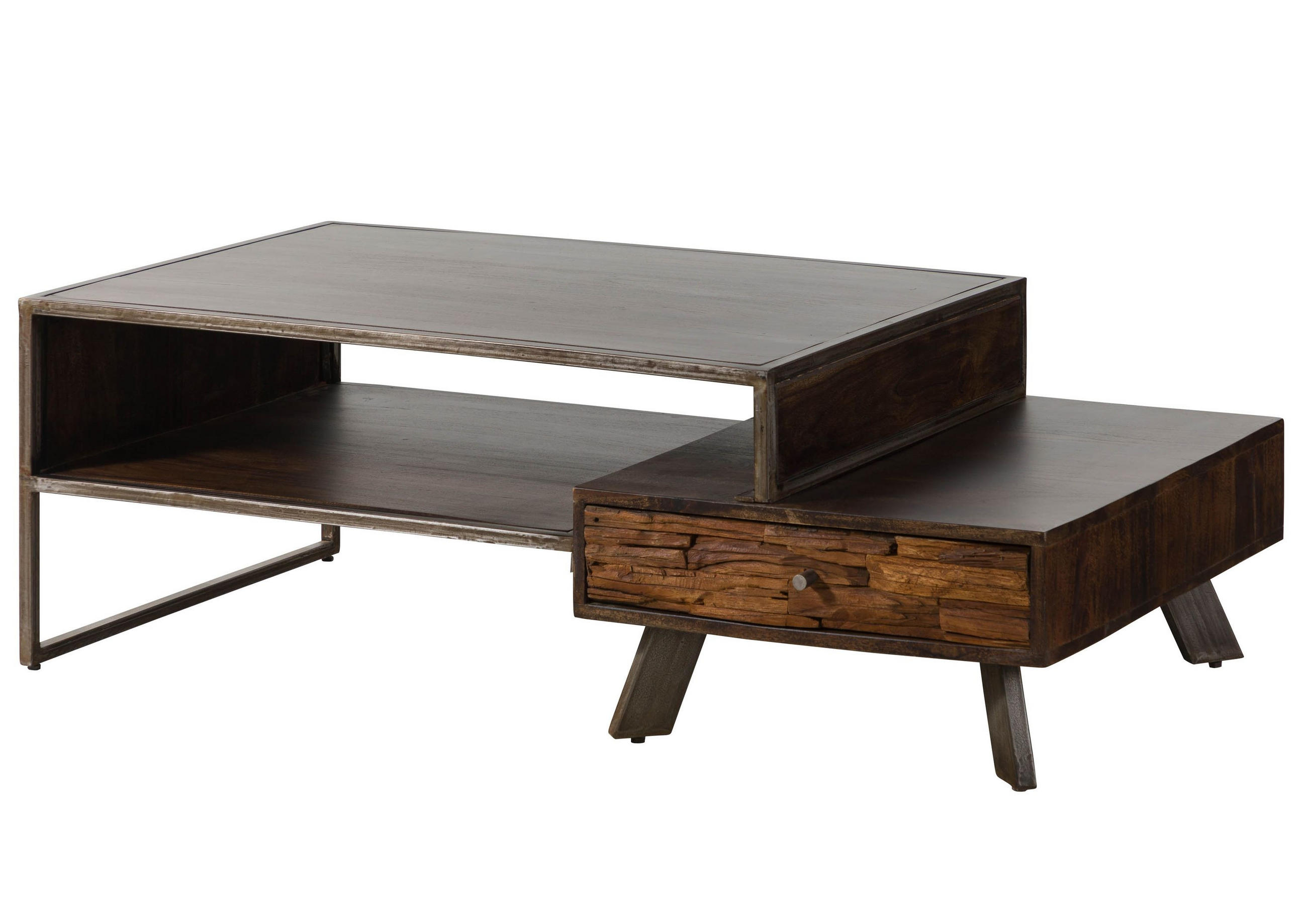 COUCHTISCH Akazie / Altholz 135x70x45 braun lackiert SEVILLA #27 - Braun, Holz (135/70/45cm) - Massivmoebel24
