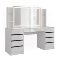 SCHMINKTISCH Sherry Weiß/Weiß Hochglanz 158.2 cm 4 Teile - Weiß Hochglanz, Holzwerkstoff (158.2/76/50.1cm) - Vicco