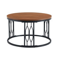 COUCHTISCH DE-37365 rund mit Holzoptik Walnuss - Walnussfarben, Metall (70/70/40.5cm) - ComfortXL