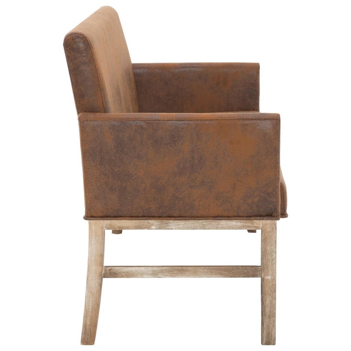 SITZBANK mit Rücken- und Armlehne, 140/62/84,5 cm, aus Holz und Künstliches Wildleder, in Braun - Braun, Leder (140/84.5/62cm) - vidaXL